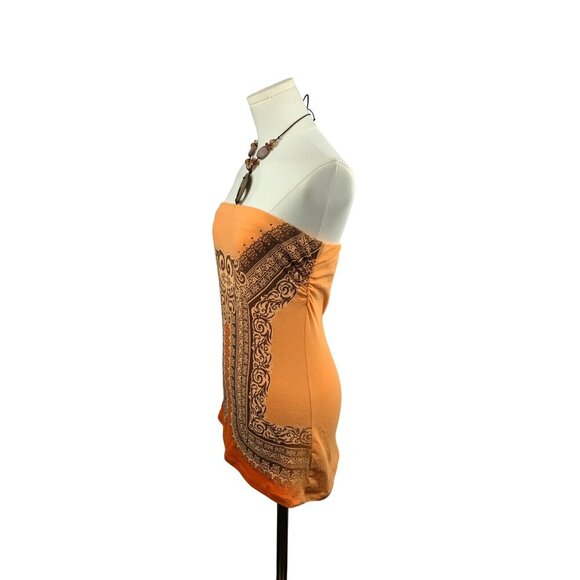 Women's F.A.N.G Orange & Brown Halter Top With Paisley Print Size Large - Picture 3 of 7